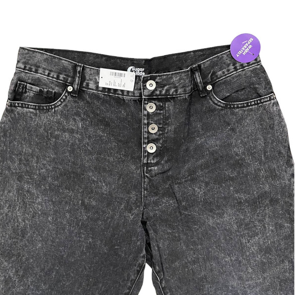 Sugar & Jade Girls Button Front High Rise Girlfriend Denim Straight Jeans - Picture 4 of 9